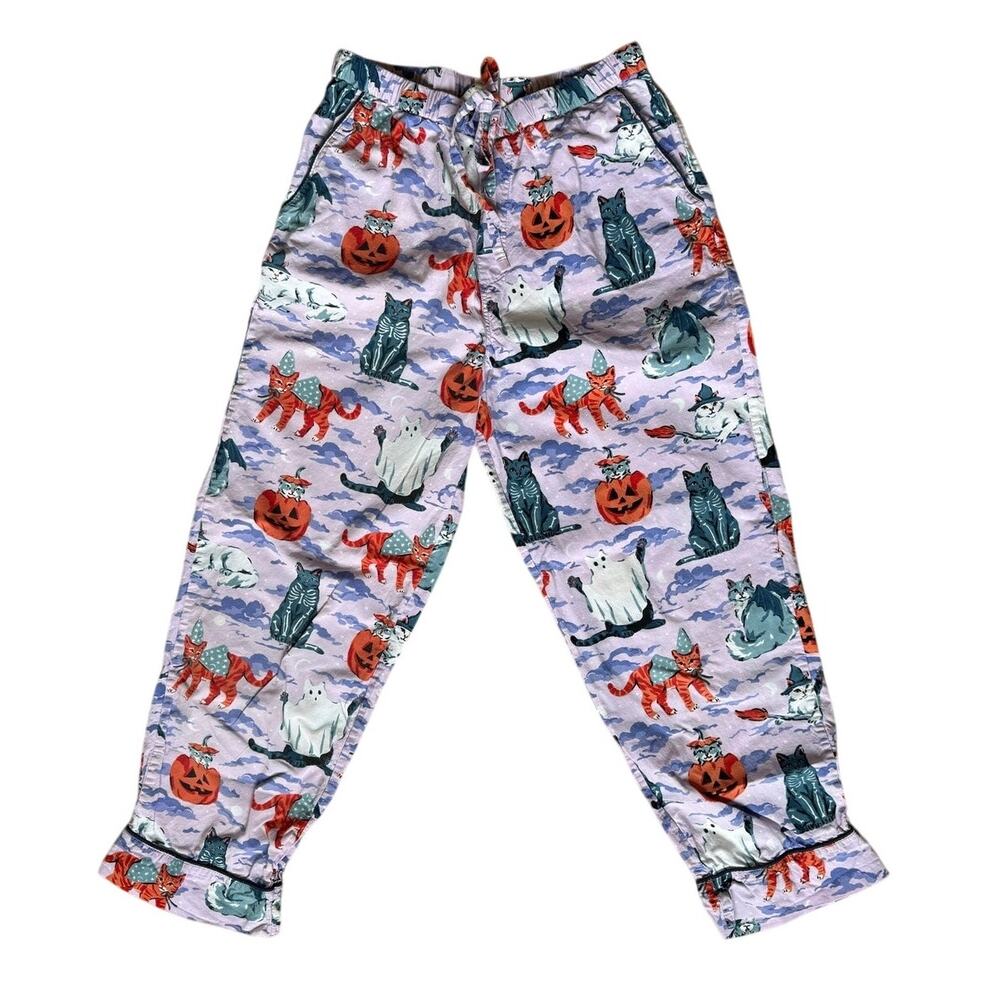 Printfresh Halloween Cats Pajama Bottoms Size XXS Purple Spooky Cotton